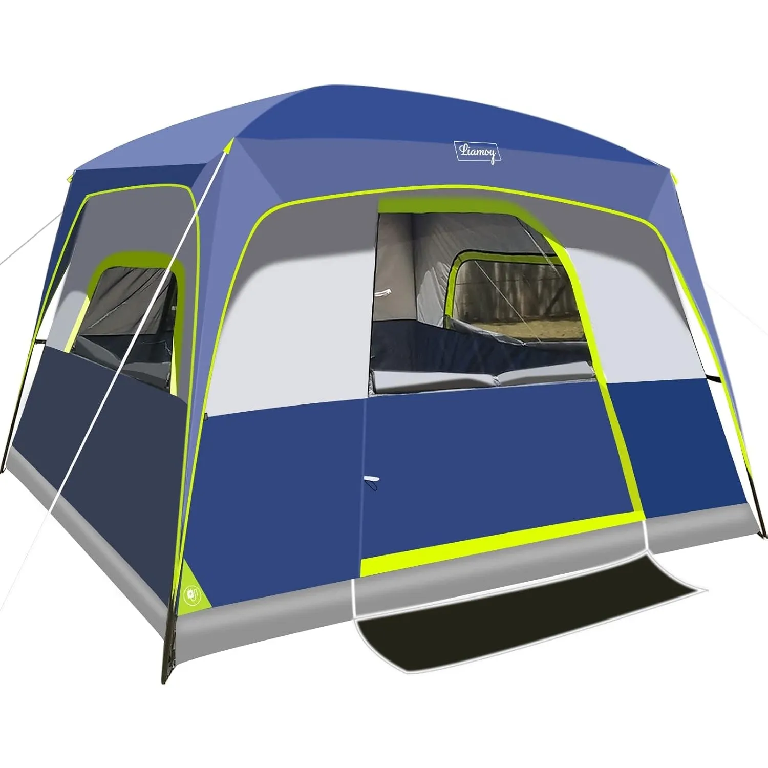 6-Person Tent/Instant for Camping Windproof Family 60 Seconds/Easy Setup Cabin Tent with Top Rainfly, Double Layer,4 Large Mesh Windows,2 Mesh Door,Provide 2 pcs Gate Mat Camping Tent-10'X9'X78''(H)