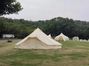 6 Persons Canvas Tent Glamping 4 Seasons for Camping Heavy Cotton for Family Outdoor Hunting or Party Tent, 2 in 1 Doors, Family Camping Essential