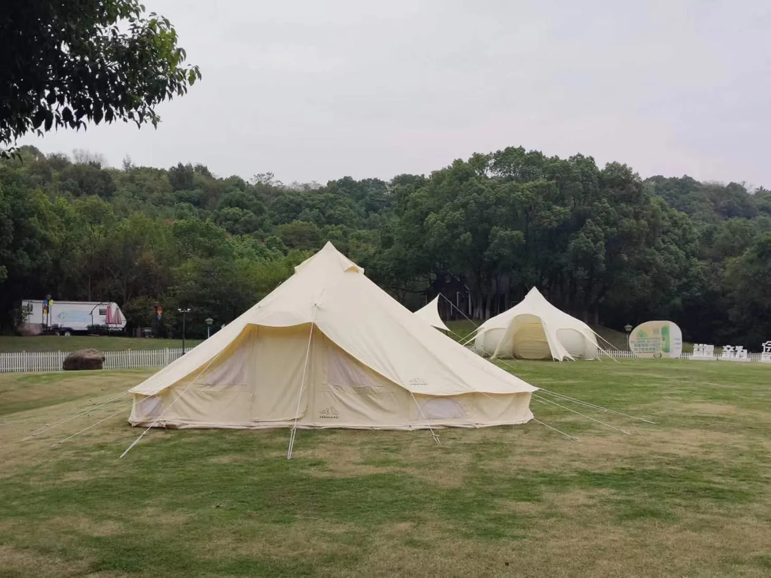 6 Persons Canvas Tent Glamping 4 Seasons for Camping Heavy Cotton for Family Outdoor Hunting or Party Tent, 2 in 1 Doors, Family Camping Essential