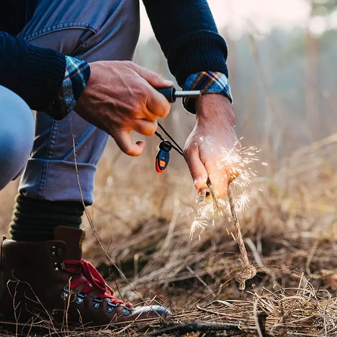 6 Pieces Jute Tinder Tube Waterproof Wax Wick Fire Starter Accessory with Aluminum Sleeve for Outdoor Camping Hiking Trekking Supplies