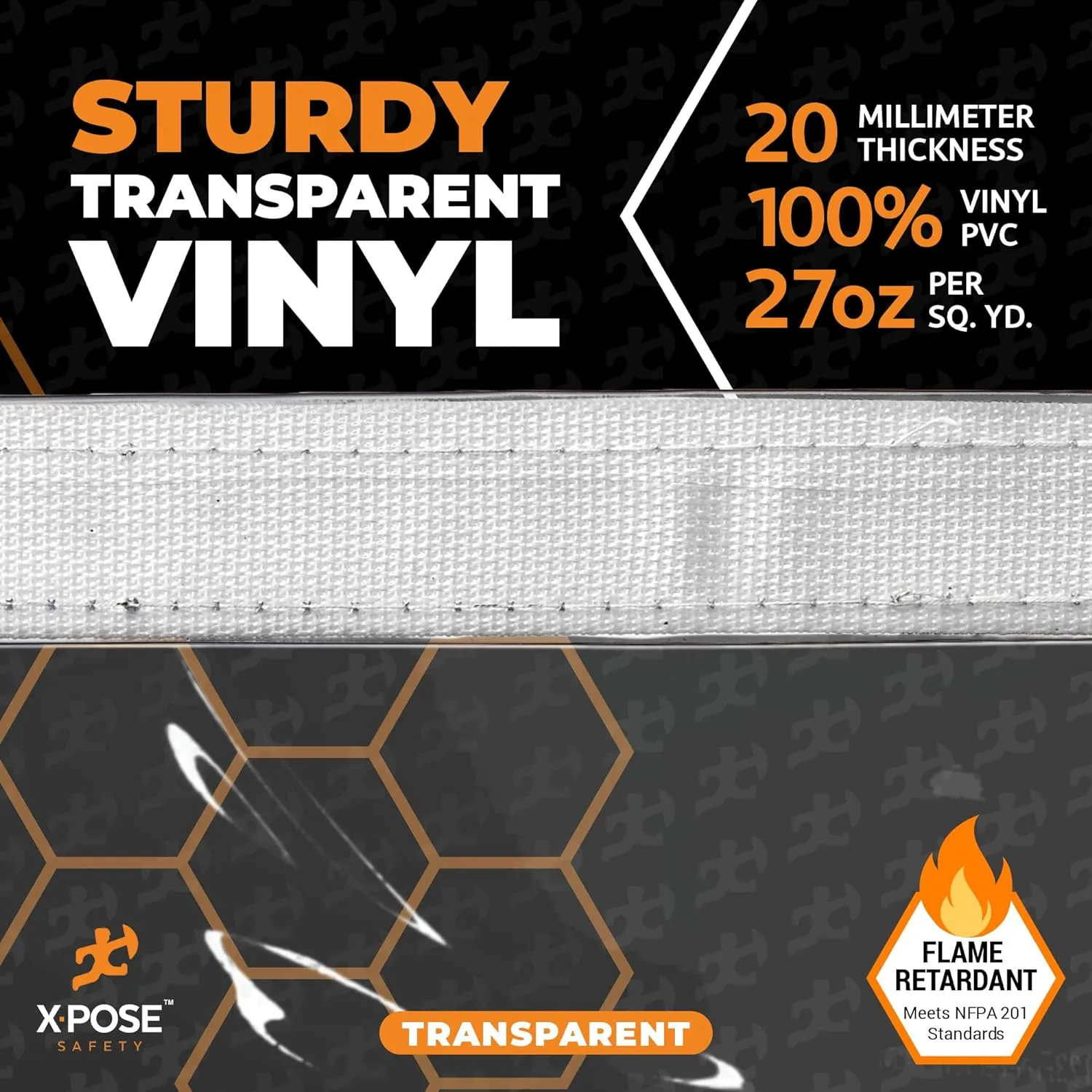6' x 8' Clear Vinyl Tarp - Fire Retardant 20 Mil Super Heavy Duty Transparent Waterproof PVC Tarpaulin with Brass Grommets - for Patio Enclosure, Temporary Wall, Multipurpose - by Xpose Safety