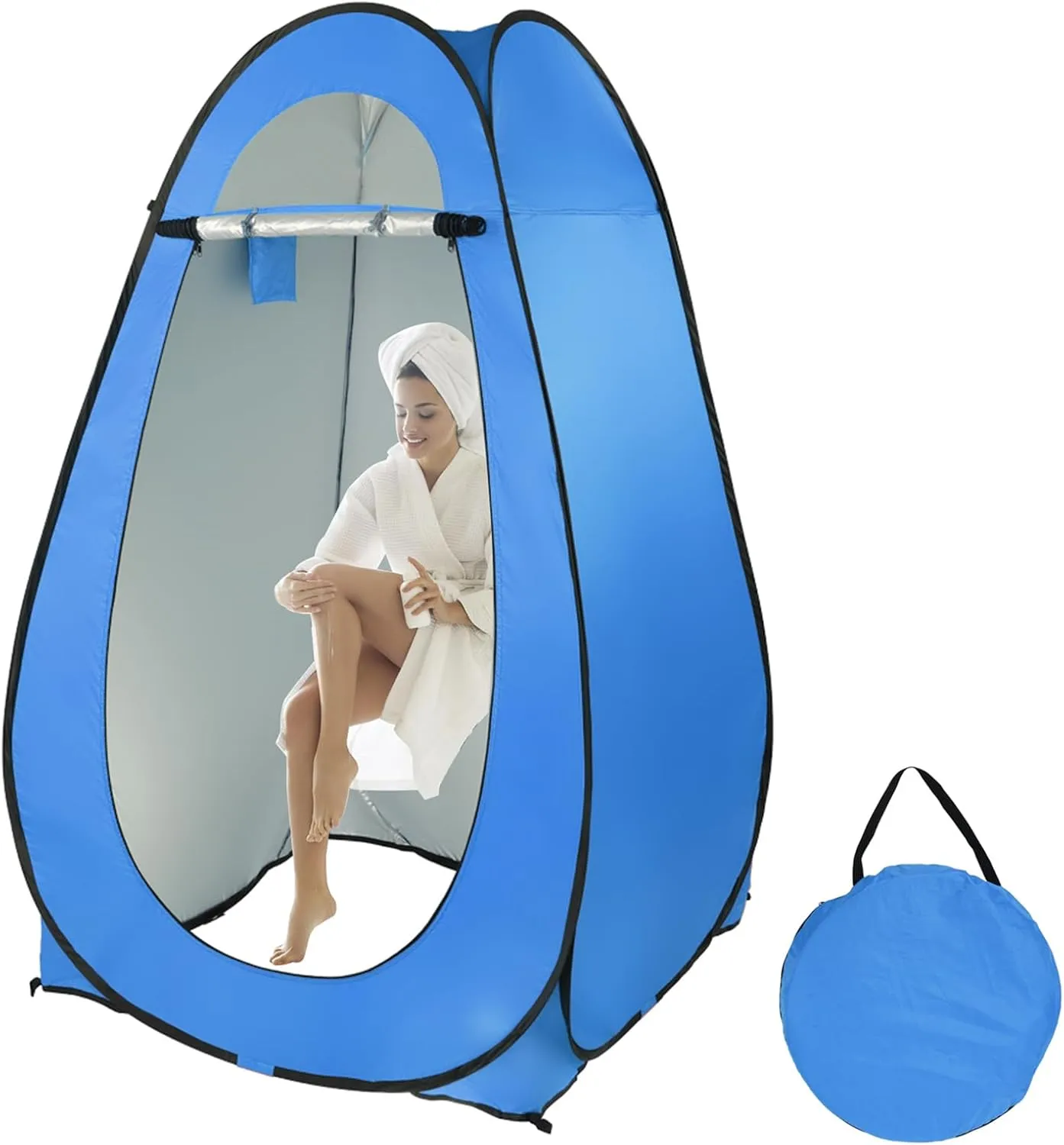 6.2 FT Pop Up Privacy Shower Tent Camp Changing Dressing Room Toilet Tents with Carrying Bag, Portable Instant Shelter Canopy for Camping Hiking Beach Picnic Fishing, Easy Set Up (Blue)