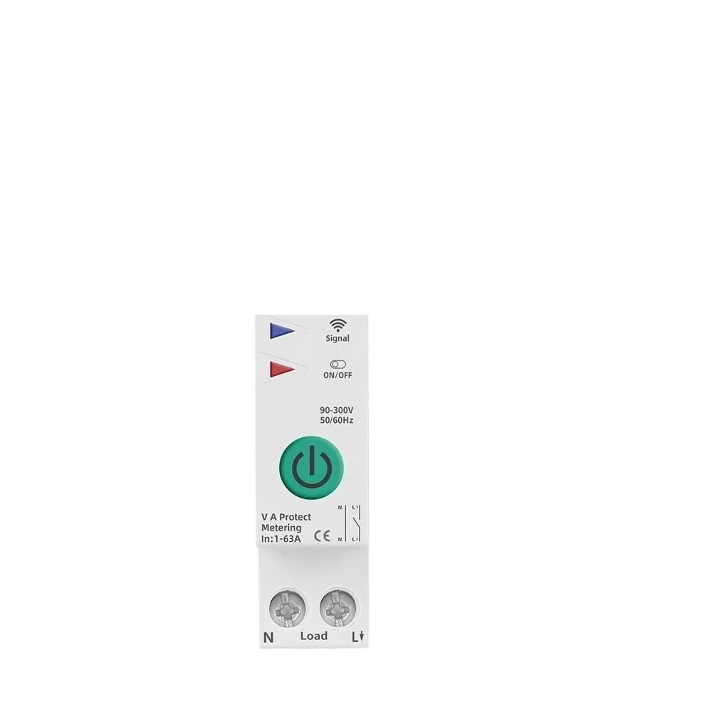 63A 1P N Energy Meter KWh Metering Monitoring Circuit Breaker Timer Relay MCB TUYA Smart Life 110VAC 230VAC(TXCB2-TW No metering,16A)