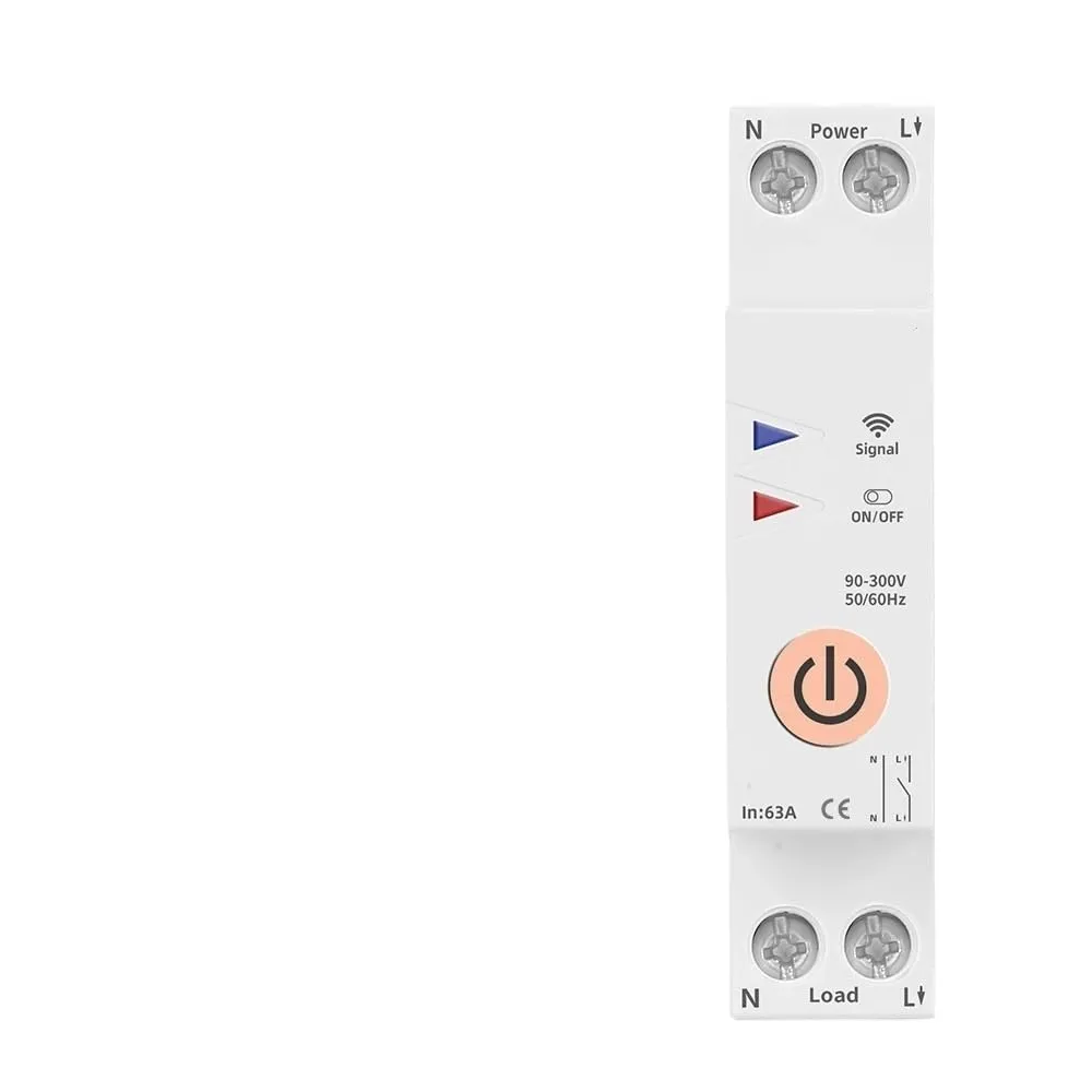 63A 1P N Energy Meter KWh Metering Monitoring Circuit Breaker Timer Relay MCB TUYA Smart Life 110VAC 230VAC(TXCB2-TW No metering,16A)