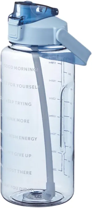 64 Ozwater Bottle with Handle and Time Markers for All Day Hydration,BPA Free Leakproof Plastic Water Bottles with Straw,Large Water Jug,Big Water Bottle for Fitness Gym Outdoor Sports Workout