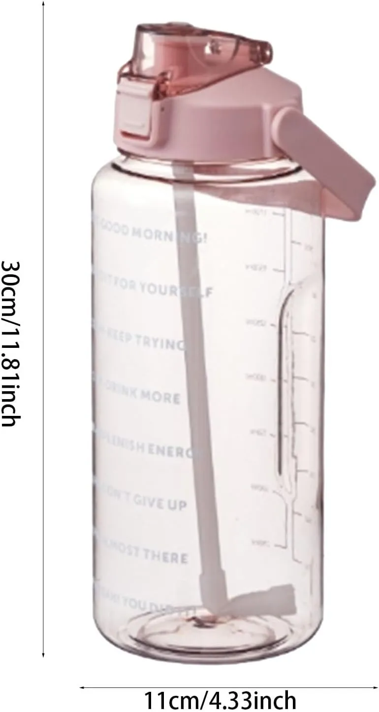 64 Ozwater Bottle with Handle and Time Markers for All Day Hydration,BPA Free Leakproof Plastic Water Bottles with Straw,Large Water Jug,Big Water Bottle for Fitness Gym Outdoor Sports Workout