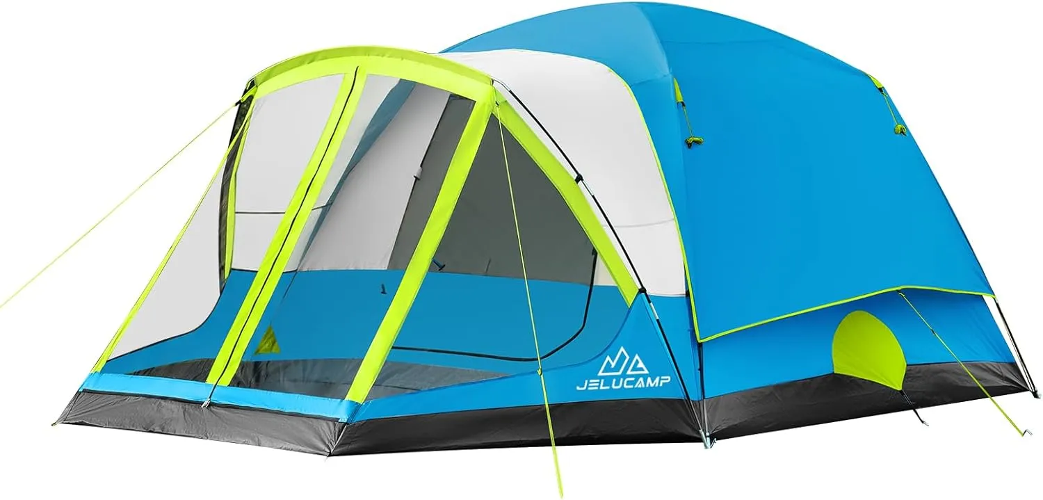 6/8 Person Large Waterproof Family Tents for Camping, Screened Camping Tent with Screen Porch, Bug-Free Relaxation & Easy Setup, Includes Rainfly & Carry Bag