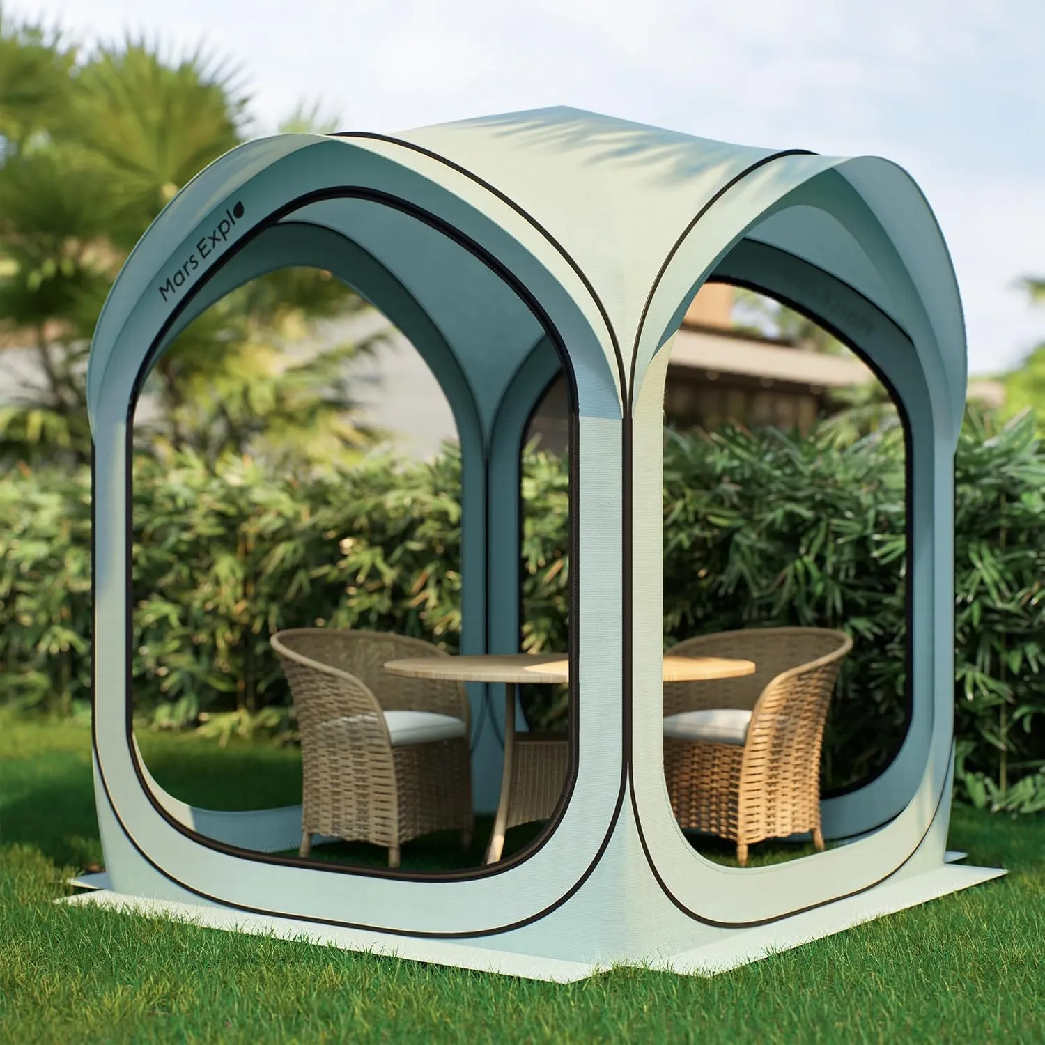 6x6FT Pop-Up Screen House Tent, Instant Portable Screen Room Canopy with Mesh Doors and Carry Bag for Patio, Backyard, Deck, Camping, and Outdoor Activities, Aqua