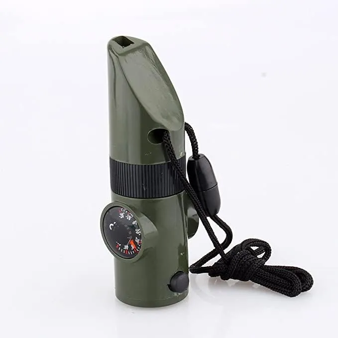 7 in 1 multifunctional compass outdoor camping life-saving whistle