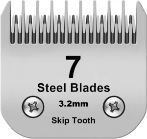 7 Skip Tooth Detachable Pet Dog Grooming Steel Blades,Compatible with Andis,Oster A5,Wahl KM10 Series Clippers,Cut Length 1/8-Inch (3.2mm) ，1 PACK