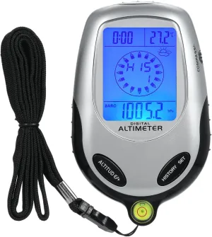 8-in-1 Electronic Handheld Altimeter Compass Barometer Thermometer Weather Forecast Time Calendar Clock Outdoor Sports Mountain Climbing with Backlight