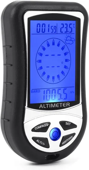 8-in-1 Multifunctional Electronic Altimeter Barometer LCD Digital Compass Thermometer Portable Handheld Height Gge Weather Forecast Barometric Pressure Tester Air Gge