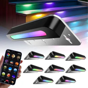 8 Pack 7 inch RGB LED Hardscape Lighting Step Lights Retaining Wall Lights with Color Changing & Warm White Mode Low Voltage Landscape Paver Lights Waterproof Deck Lights for Outside Stairs Yard