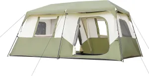 8 Person Instant Cabin Tent,Camping Tent Weather Resistant Family Tent with Carry Bag, 1, Army Green