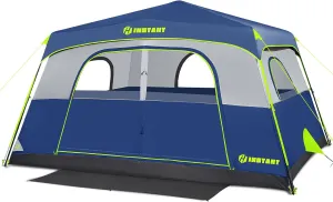 8 Person Instant Tent, Waterproof Pop Up Tents for Camping with Rainfly, 60 Seconds Easy Setup, Automatic Cabin Tent for Family Camping with Expandable Carry Bag & Upgraded Ventilation