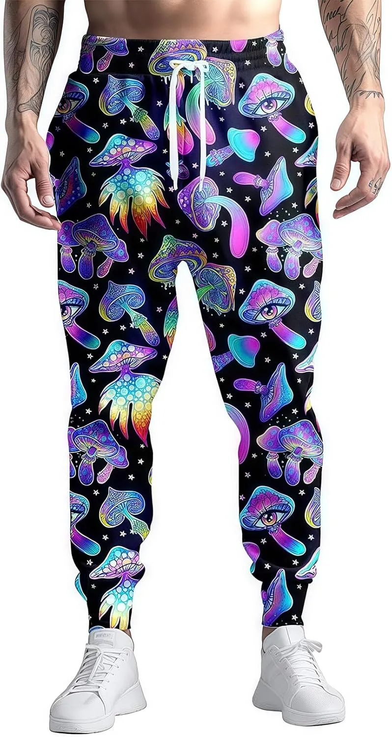 80s 90s Mens Joggers Pants Sports Funny Workout Running Printed Retro Sweatpants Casual Track Pants with Pockets