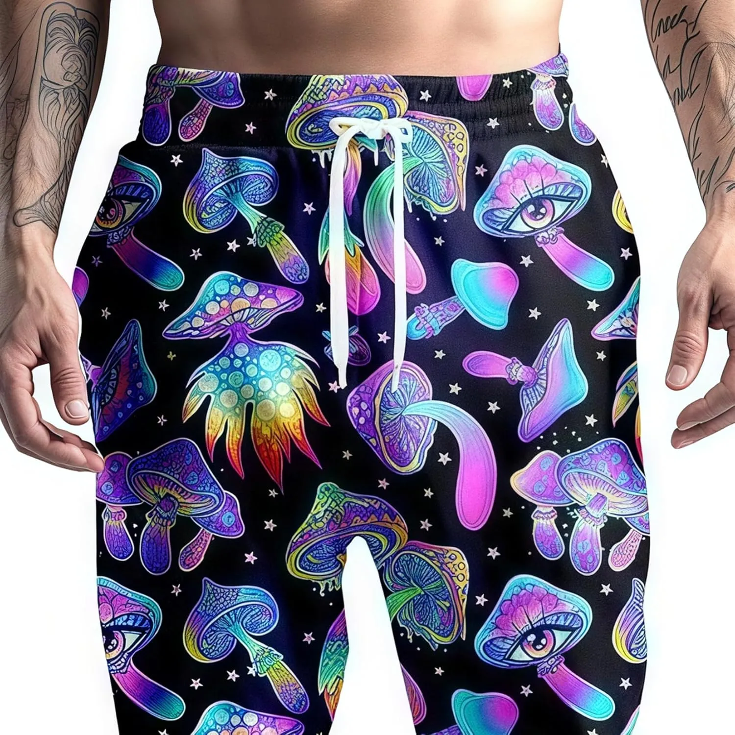 80s 90s Mens Joggers Pants Sports Funny Workout Running Printed Retro Sweatpants Casual Track Pants with Pockets