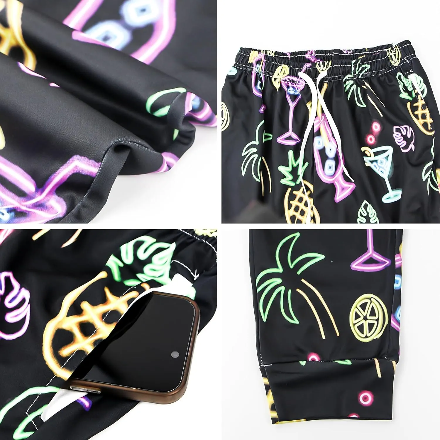 80s 90s Mens Joggers Pants Sports Funny Workout Running Printed Retro Sweatpants Casual Track Pants with Pockets