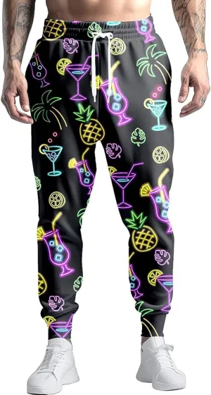 80s 90s Mens Joggers Pants Sports Funny Workout Running Printed Retro Sweatpants Casual Track Pants with Pockets