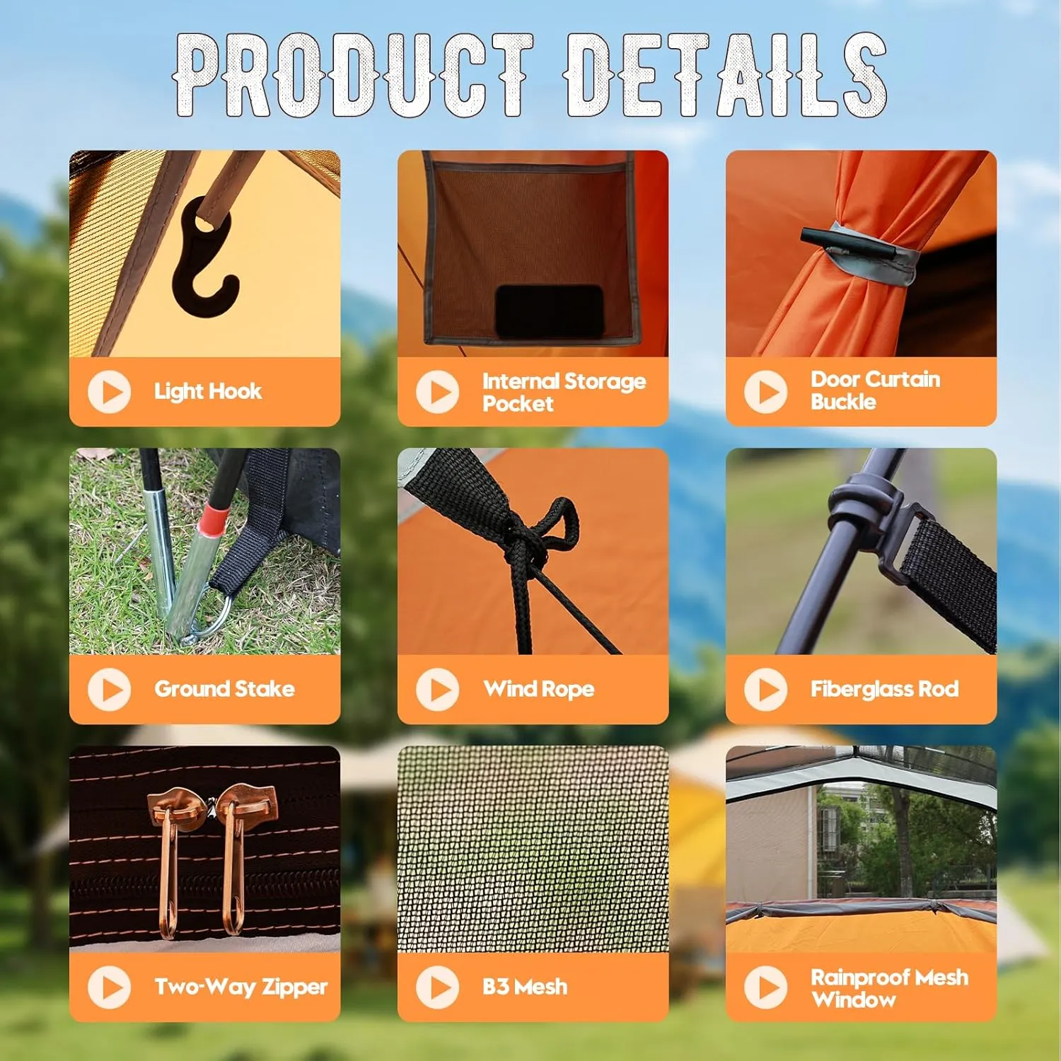 8/10 Person Camping Tent with Porch, Large Family Tents for Camping Includes Rainfly & Carry Bag, Easy Setup Dome Tents for Outdoor Camping Picnic Backyard