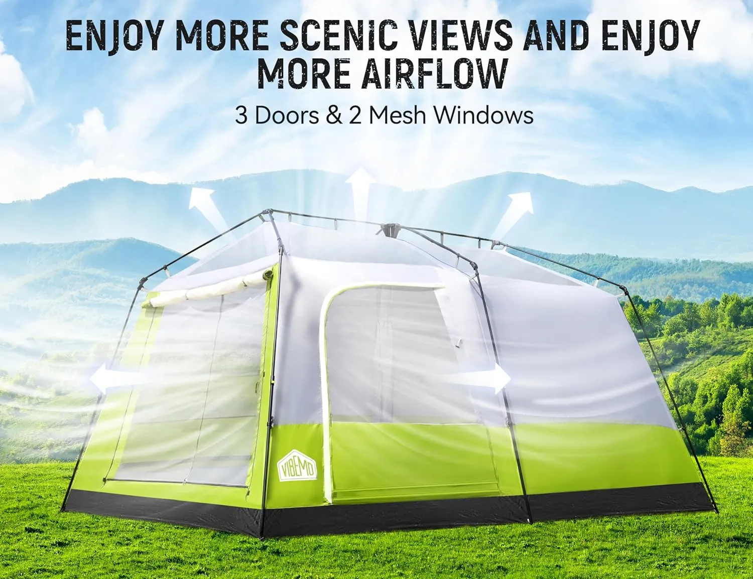 8/10 Person Instant Camping Tent, Pop-Up Family Tent for Instant Easy Setup, Spacious Interior, Includes Rainfly, Room Divider, Carry Bag, Backpacking Tents for Camping, Hiking, Sleepovers