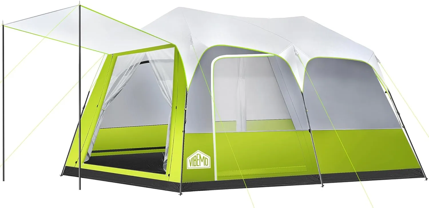 8/10 Person Instant Camping Tent, Pop-Up Family Tent for Instant Easy Setup, Spacious Interior, Includes Rainfly, Room Divider, Carry Bag, Backpacking Tents for Camping, Hiking, Sleepovers