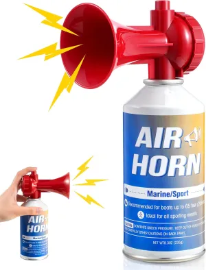8.3 oz Boat Air Horn, 120DB Heard Up to 1-Miles Away, Handheld Mini Marine Blow Horn Boat Accessories, Loud Bear Airhorn Can for Safety,Outdoor Alarms,Sporting Events,Red