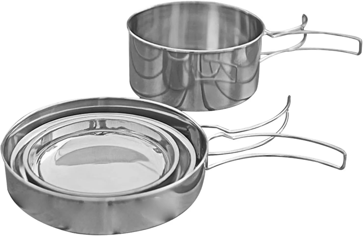 8X Portable Cooking Mess Kit Stainless Steel Cookware Set Cookware Pots and Pans Cooking Set for Picnic Frying Outdoor Dining