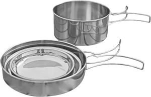 8X Portable Cooking Mess Kit Stainless Steel Cookware Set Cookware Pots and Pans Cooking Set for Picnic Frying Outdoor Dining