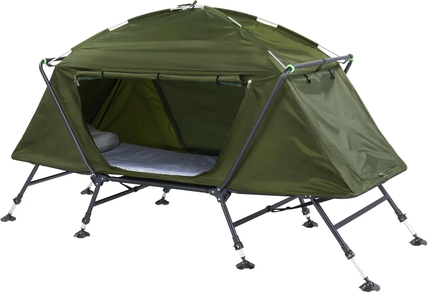 94"" x 33“ Collapsible Camping Tent with an Integrated Cot with Storage Bag 94"" D x 33"" W x 50"" H, Green