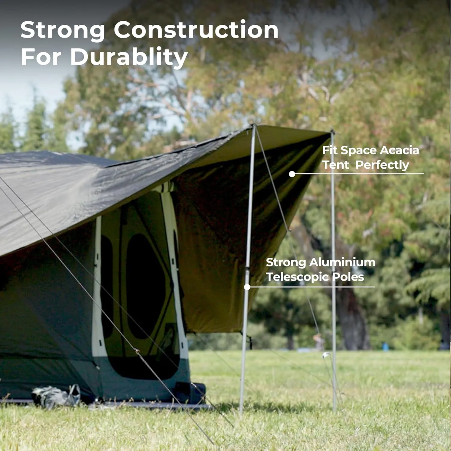 ACACIA Canopy 2-3 Person for Space Acacia Camping System, PU2000 Waterproof Camping Tarp for 4 Season Camping, UPF50  Sunproof Tent Tarp with 2 Telescoping Poles, Carry Bag, Summer Night