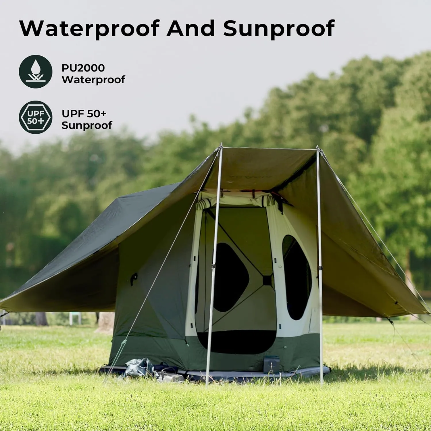 ACACIA Canopy 2-3 Person for Space Acacia Camping System, PU2000 Waterproof Camping Tarp for 4 Season Camping, UPF50  Sunproof Tent Tarp with 2 Telescoping Poles, Carry Bag, Summer Night