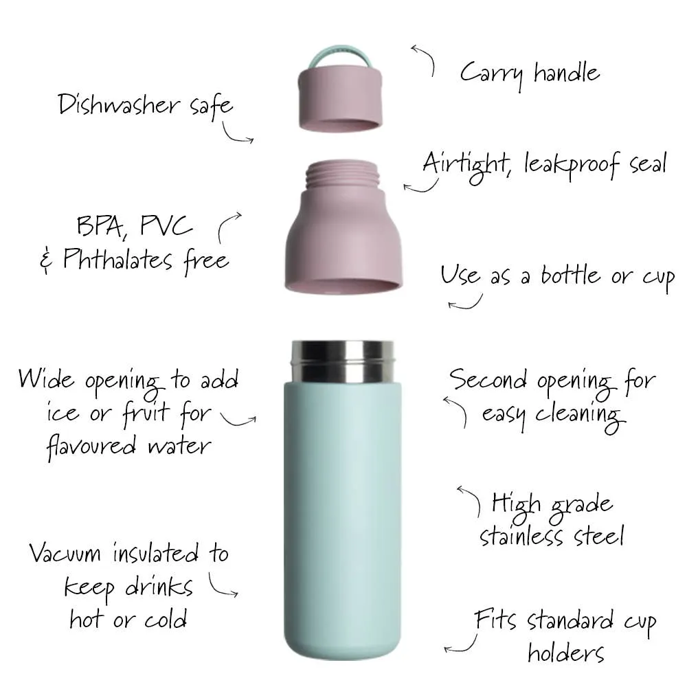 Active Water Bottle 500ml - Mint & Pink