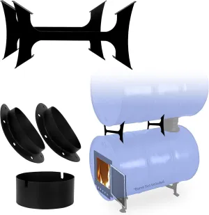 Adapter Kit – Perfect for 30 to 55 Gallon Drums - Double Barrel Stove Adapter Kit - Camping Equipment Barrel Stove Kits - Fire Wood Camp Stove Fire Barrel Kit for Emergency Heating & Cooking…