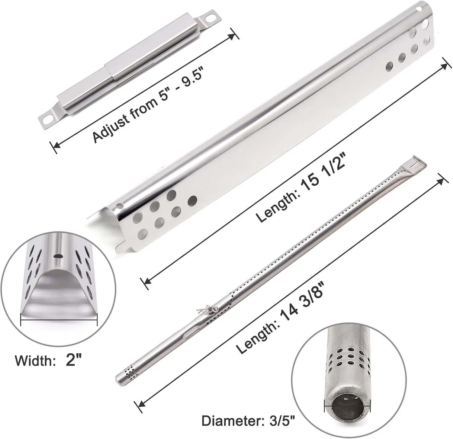 Adviace Grill Grates Replacement Parts for Charbroil Advantage 463344116, 16 15/16'' Cast Iron Grill Grates, Stainless Steel Burner Tubes, Heat Plates Shields, Adjustable Carryover Tubes and Igniters.