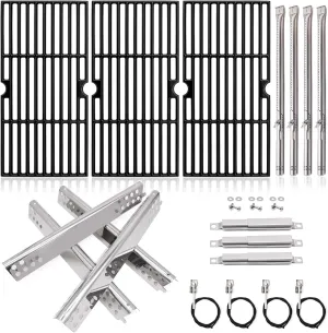 Adviace Grill Grates Replacement Parts for Charbroil Advantage 463344116, 16 15/16'' Cast Iron Grill Grates, Stainless Steel Burner Tubes, Heat Plates Shields, Adjustable Carryover Tubes and Igniters.