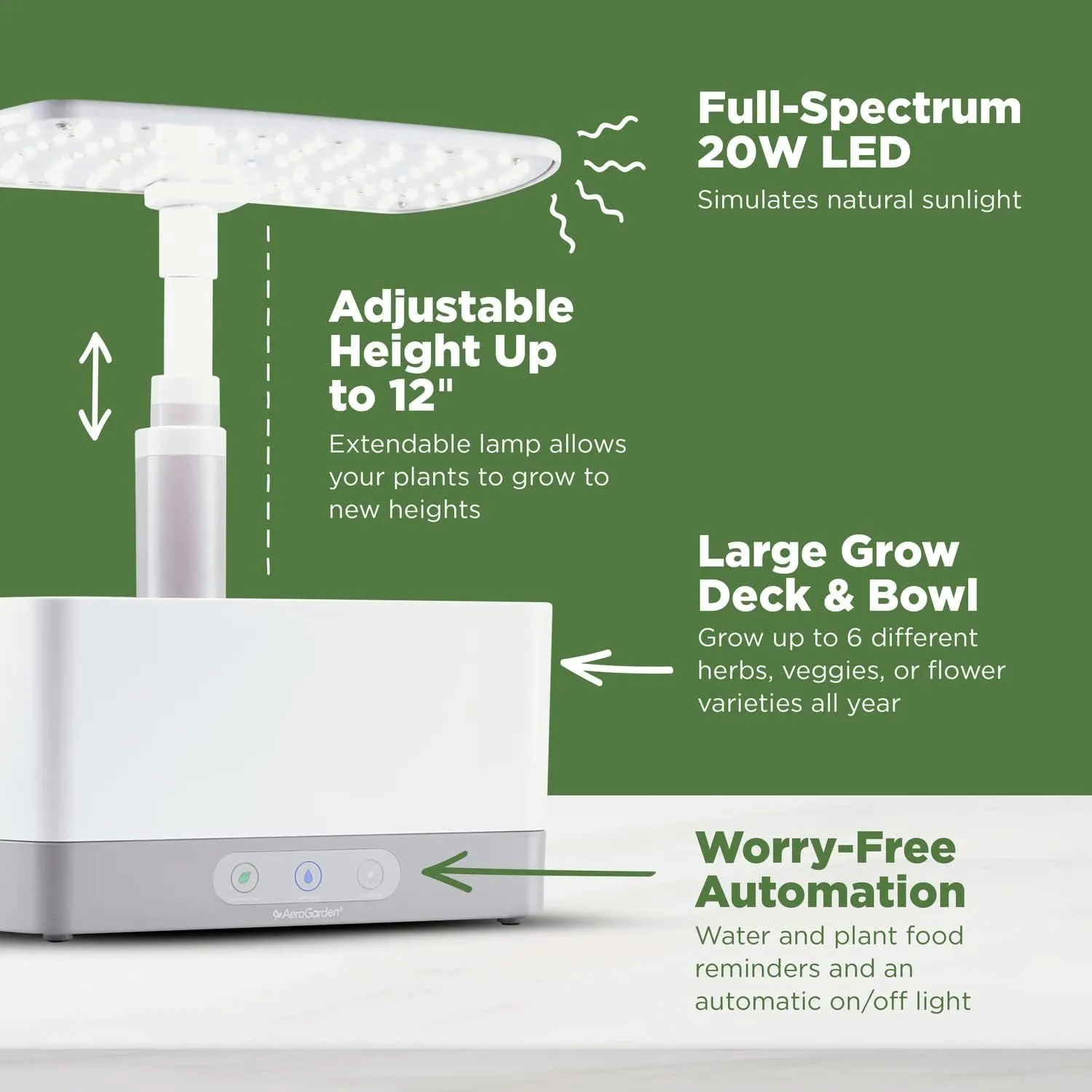 AeroGarden Harvest Indoor Garden Hydroponic System with LED Grow Light and Herb Kit, Holds up to 6 Pods, White