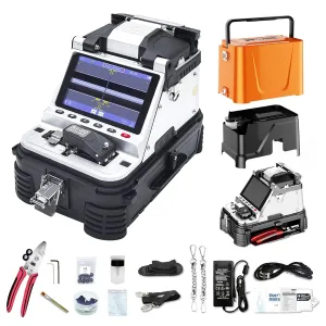 AI-20 Fiber Fusion Splicer Core Alignment Automatic FTTH Fiber Optical Welding Machine 6s Splicing Six Motor 15s Heating Built-in VFL & OPM Function with Highly Integrated Cleaver（7800mAh）