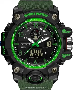 AIMES Mens Watches Sports Outdoor Waterproof Military Watch for Men Tactical Watch Analog Digital Date Alarm Stopwatch Multi-Function Tactics Big Face Wristwatch for Men