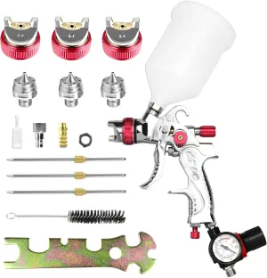 Air Spray Paint Gun HVLP Spray Gun Paint Sprayer HVLP with Gravity Feed 1.4mm 1.7mm 2.0mm Nozzle 600 CC Capacity Air Spray Paint Gun for Walls Automotive Home Improvement （red）