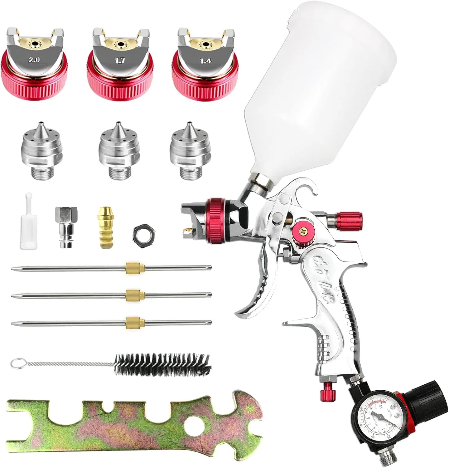 Air Spray Paint Gun HVLP Spray Gun Paint Sprayer HVLP with Gravity Feed 1.4mm 1.7mm 2.0mm Nozzle 600 CC Capacity Air Spray Paint Gun for Walls Automotive Home Improvement （red）