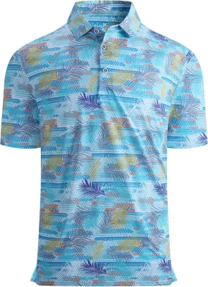 Alex Vando Mens Golf Shirt Moisture Wicking Quick-Dry Print Performance Polo Shirts for Men