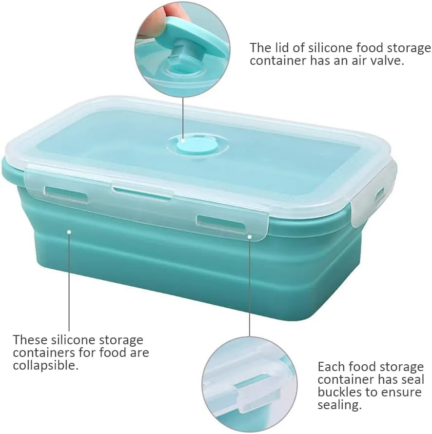 Alimat PluS 11.8oz Small Silicone Collapsible Food Storage Containers With Lids, 3 Pack Set 350ml Collapsible Food Storage Containers with Lids, Travel Food Containers for Outdoor and Kitchen