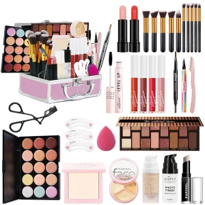All in One Makeup Kit for Women Full Kit, Mother's Day Gift Sets for Women Girls, Makeup Essential Bundle Include Eyeshadow Palette Lipstick Blush Foundation Concealer Mascara Eyebrow Pencil