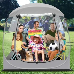 All Weather Sport Tent - Instant Pop Up Bubble Tent with Ventilation Ports and Removable Top Cover - Clear Weather Proof Pod Sun Shelter for Outdoor Activities
