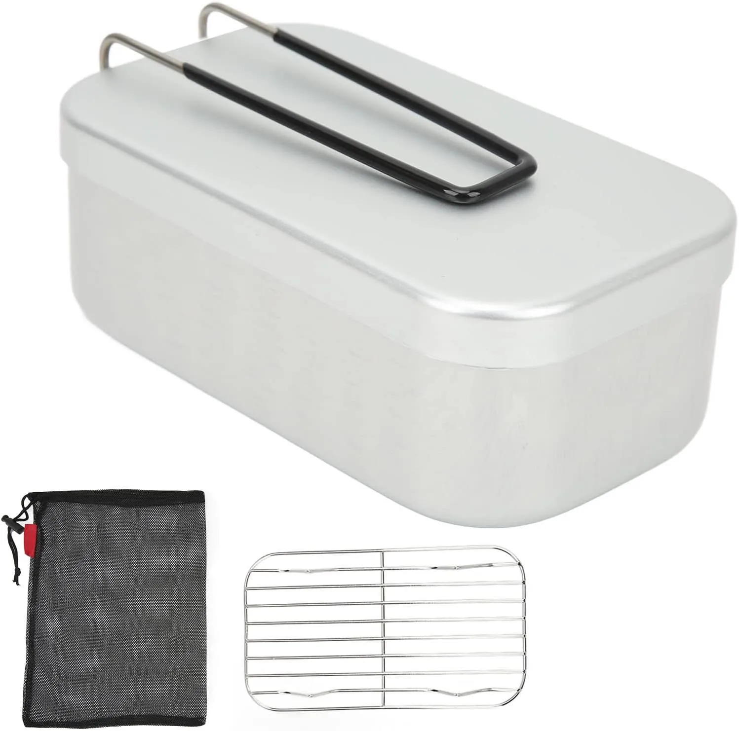 Aluminium Mess Tin,Bento Box Set, Military Camping Cookware Kit,Camping Bento Box,Lunch Container Steaming Rack Set,Foldable Handle Camping Bento Box, Bento Box Set,Aluminium Mess Tin, Military