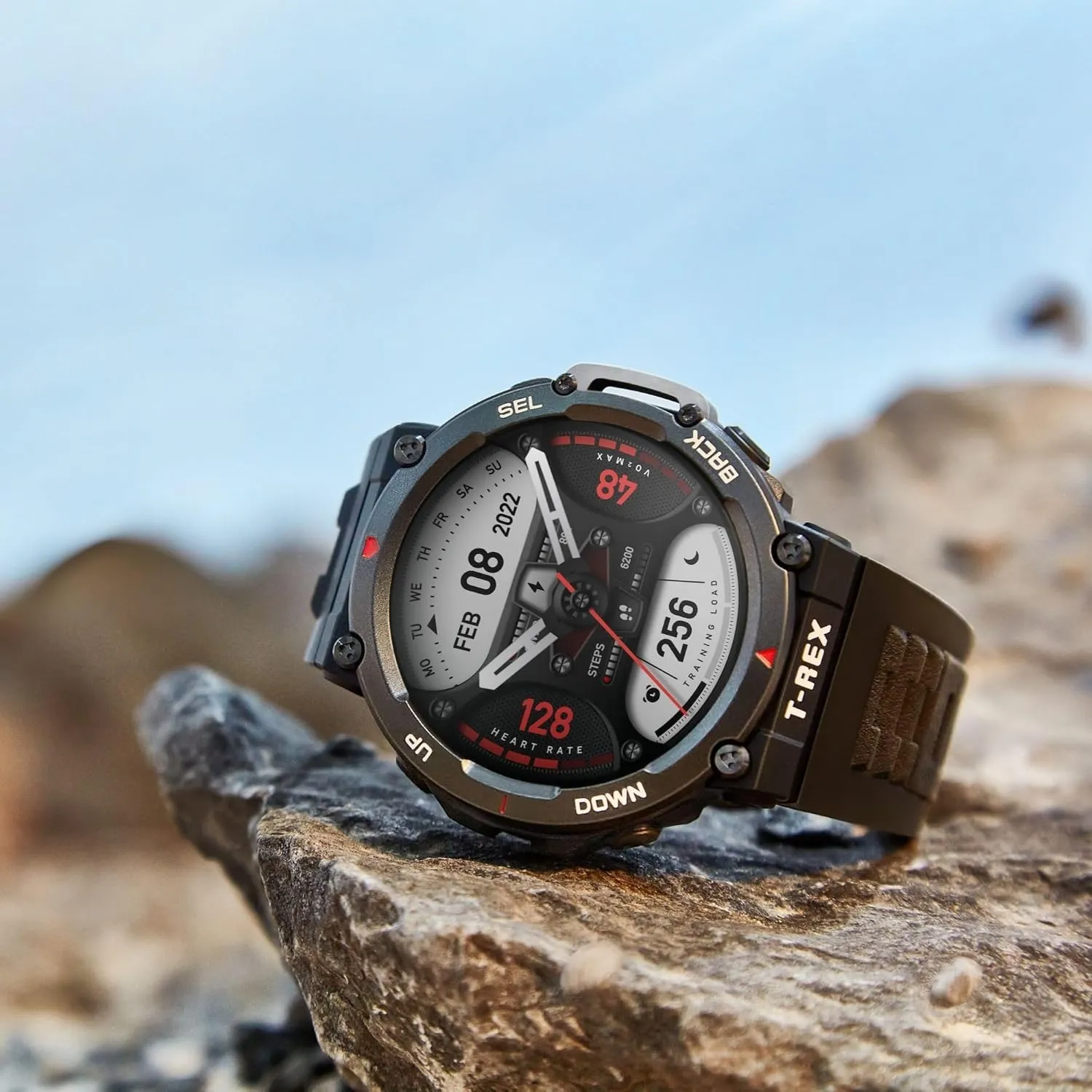 Amazfit T-Rex 2 Rugged Smart Watch 47mm, Military Certified, Dual-band GPS, 24-Day Battery Life, Ultra-low Temperature Operation, AI Fitness Coach, 150  Sports Modes, for Android iPhone(Black)