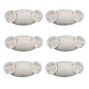 Amazon Basics LED Emergency Light, UL Certified, 6-Pack, Adjustable Two LED Bug Eye Head, Battery Backup, Nickel (Previously AmazonCommercial brand)