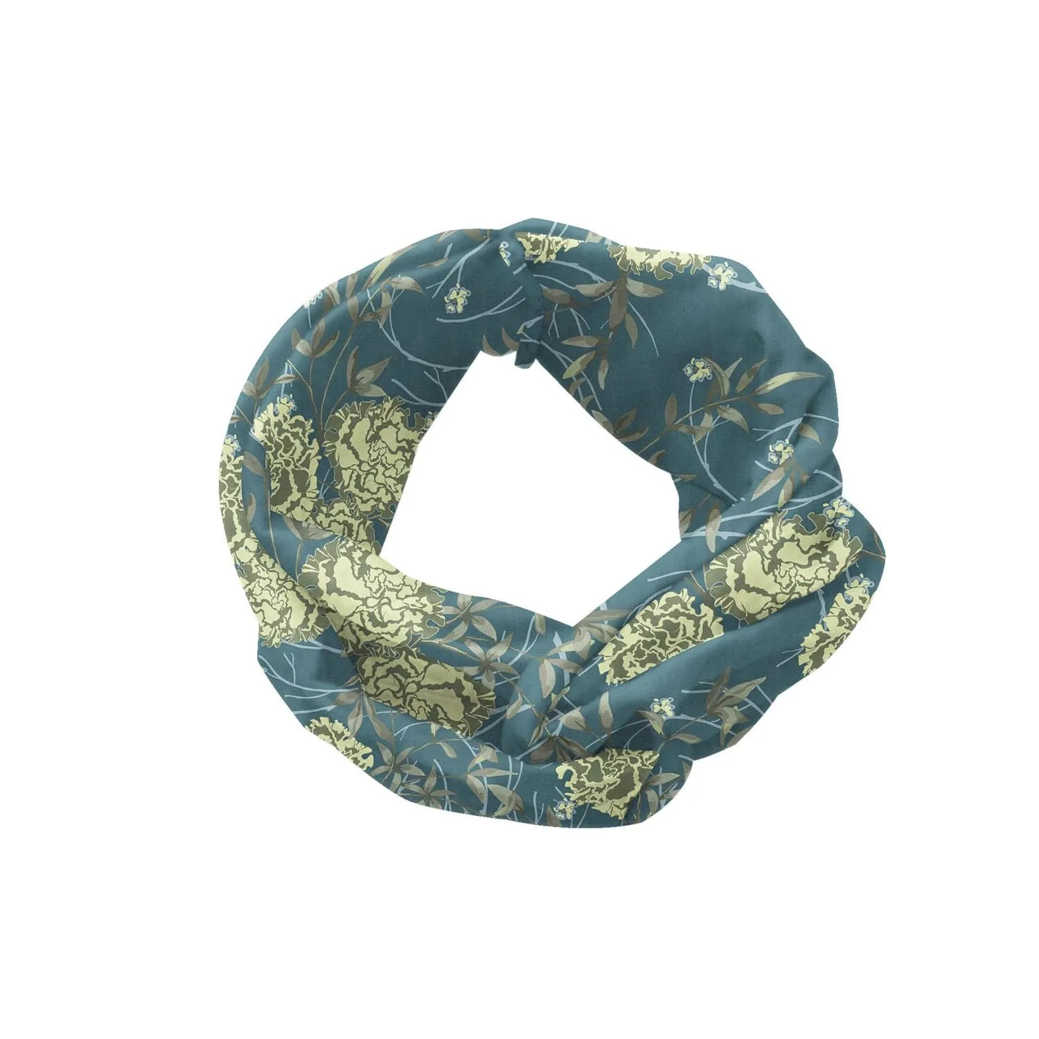 Ambesonne Carnation Headband Set of 2, Flower Bouquets Buds Twigs Swirly Branches Botanical Motif Art, Knotted Elastic Hair Band Accessory for Women Everyday Use, M-L, Cadet Blue and Pale Green