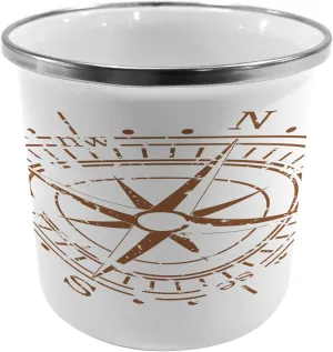 Ambesonne Compass Metal Camping Cup, Navigation Device of The Age of Discovery Windrose Faded Design Boating Control, Stainless Steel Mug for Indoor and Outdoor Activities, Pale Brown